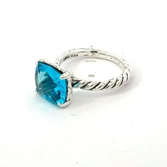 David Yurman Blue Topaz Ring Size 7 Silver Estate DY745 - Picture 2 of 5